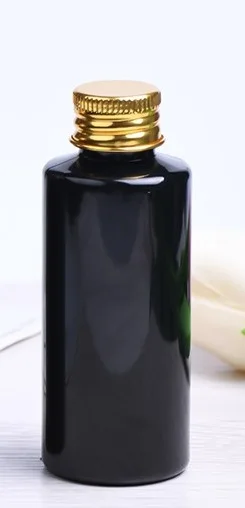 Gold Lid 60 мл черные пластиковые бутылки 60 мл ПЭТ пустые бутылки с алюминиевой винтовой крышкой косметический Тонер Лосьон крем контейнер для пробирок - Цвет: Gold Lid