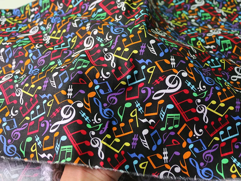 100cm*110cm Music Note Print Cotton Cloth Craft Diy Zakka Cotton Material Fabric Poplin