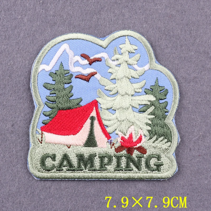  15 Pieces Camping Theme Iron On Patches, Iron On