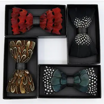 

finest bow tie feathers PU bow ties butterfly new neckwear evening party wedding cosplay show accessories adjustable belt