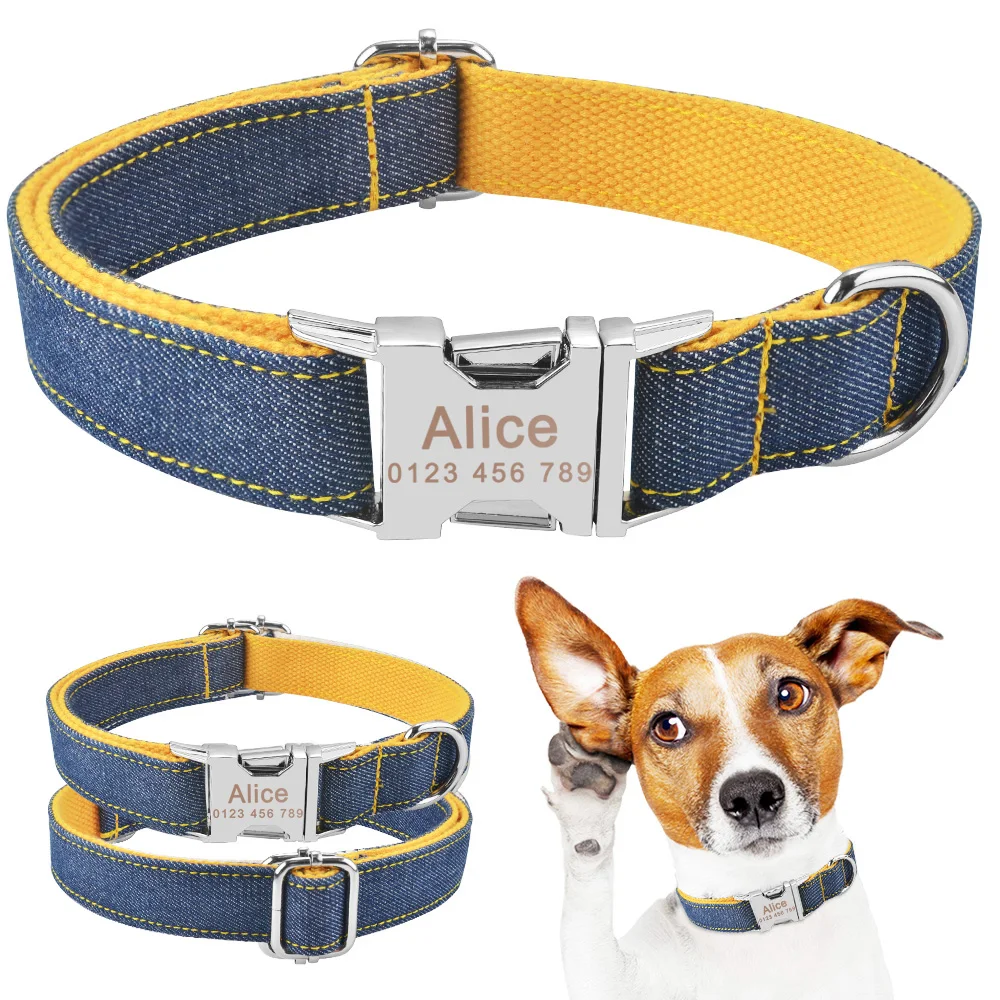 AiruiDog Dog Collar Adjustable Personalized Durable Nylon Free Engraved ID Name Boy Girl Collar Perro Chihuahua