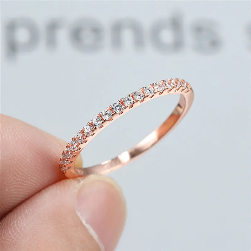 

Mini Round Lab Diamond Thin Rings For Women 925 Sterling Silver Rose Gold Stackable Ring Female Wedding Jewelry Engagement Bands