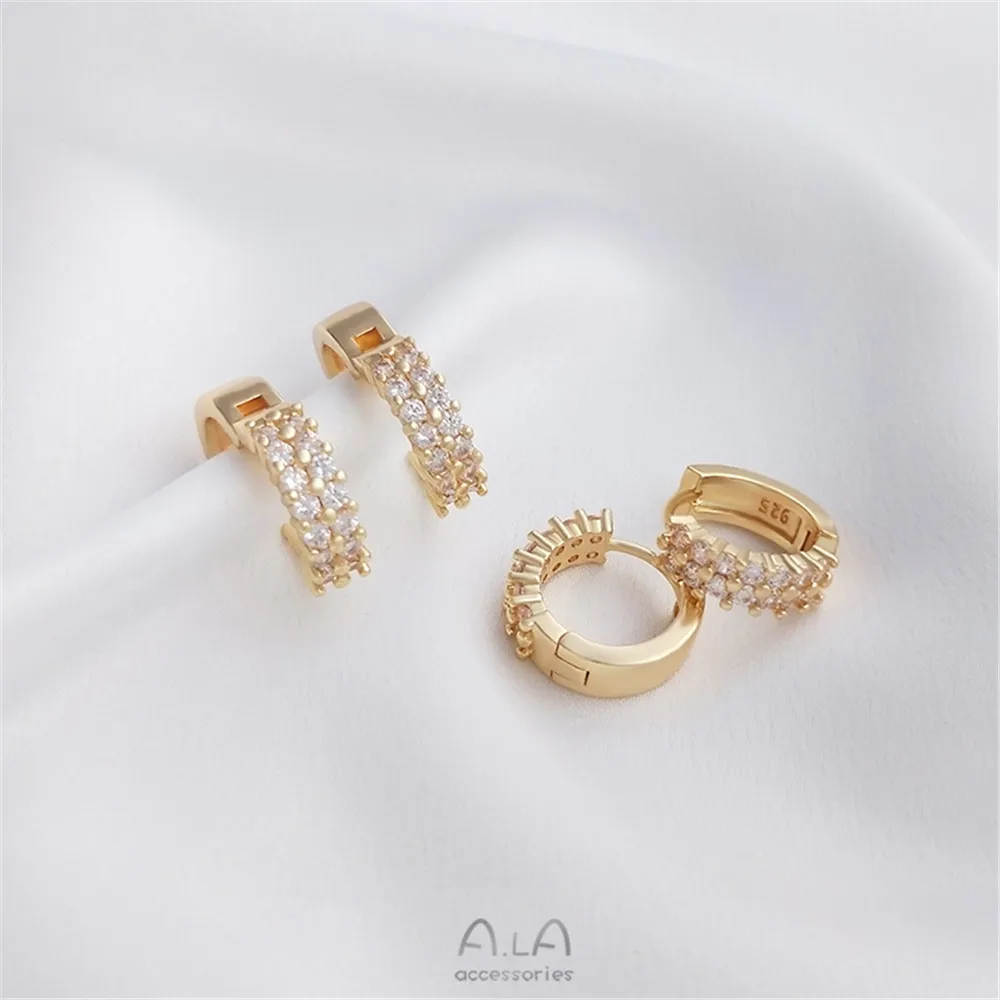 

Micro-inlaid zircon earclasp 14K gold color classic fashion earrings simple, elegant and sophisticated earrings