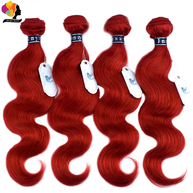 Remyblue Натуральные Рыжие волосы пучки с закрытием 99J бразильские волнистые 4 пучка с закрытием remy волосы для наращивания 5 шт/лот