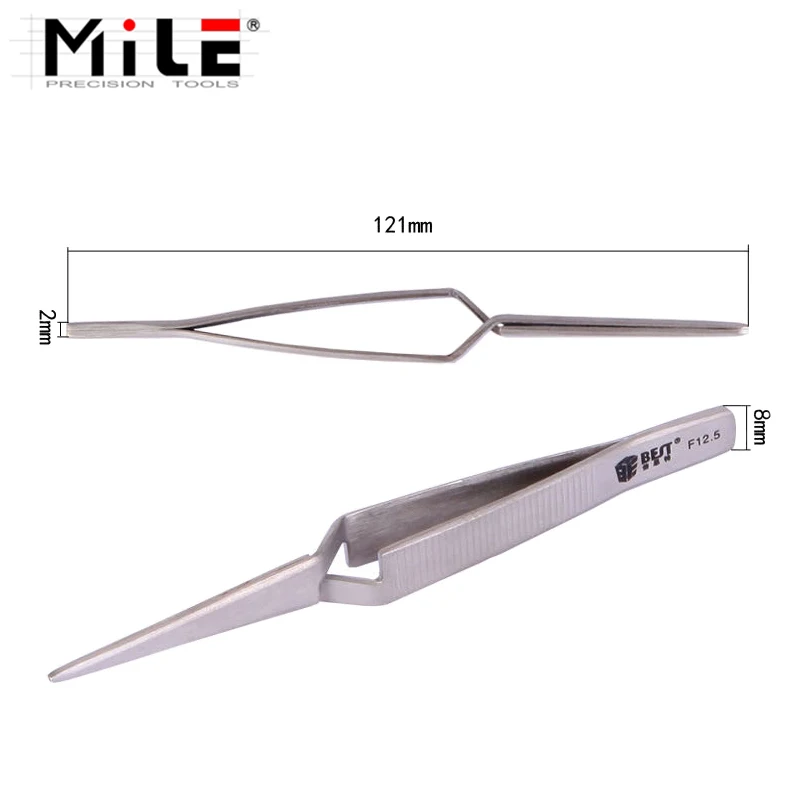 Reverse Tweezers 121mm Cross Lock Stainless Steel Precision MILE Mobile Phone Repair Manual Tool