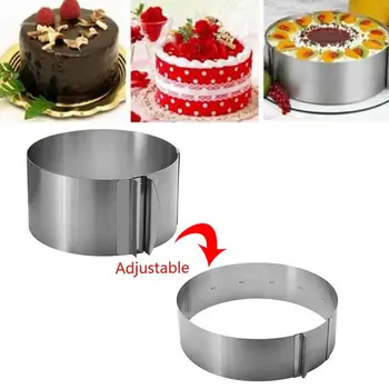 

Durable Easy To Clean Stainless Steel Chef Candy Mold Family Baking Mold Adjustable Mold Round Cake DIY Production Kitchen