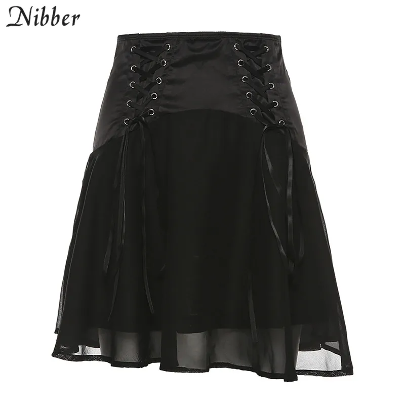 Nibber/осенний Модный черный прозрачный укороченный Топ для женщин; сезон осень-зима; пикантные вечерние Клубные футболки с открытыми плечами и шнуровкой; mujer - Цвет: black