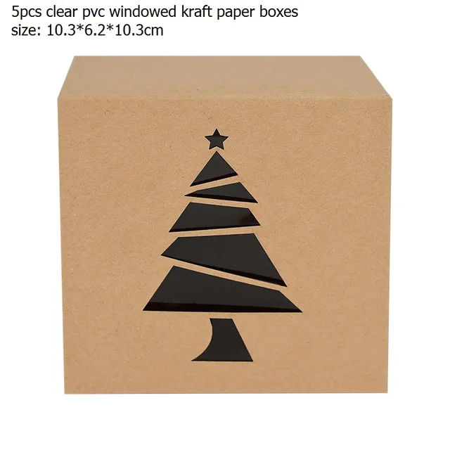 5pcs Santa Claus Snowman Paper Boxes Printed Green Red Candy Cookie Box Christmas Festival Party Supplies Kids Favor Gift Bags B03