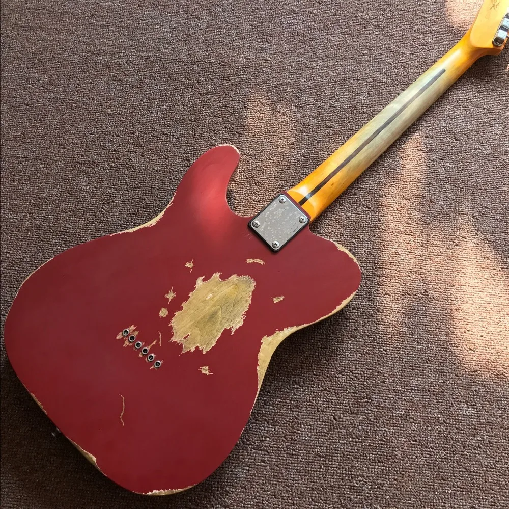 custom shop. TELE 6 Strings Maple fingerboard red Electric Guitar,telecaster gitaar relics by hands guitarra.real photos 219 (4)