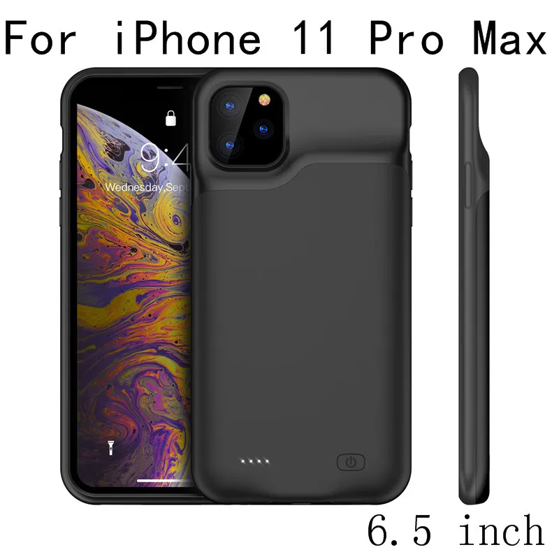 Для iPhone 11 тонкий силиконовый ударопрочный аккумулятор зарядное устройство чехол для iPhone 11 Pro Max power Bank чехол внешний пакет зарядное устройство чехол - Цвет: i11 Pro Max-Black