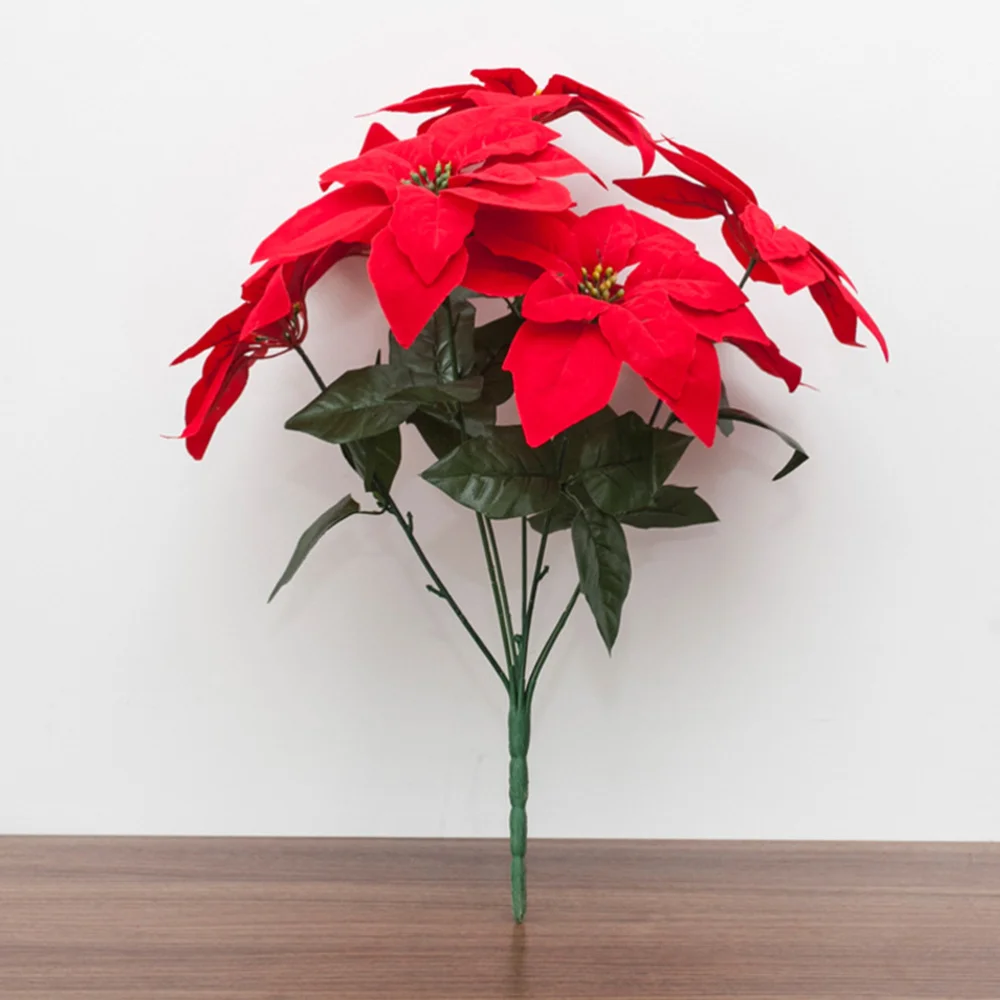

1PC Simulation Poinsettia Artificial Floral Christmas Tree Decorations Xmas Home Door Decor