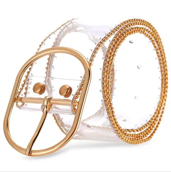 

2019 Women Stretch Buckle Waist Belt Transparent Wide Leather Elastic Cinch Waistband Fashion Decorate Belts