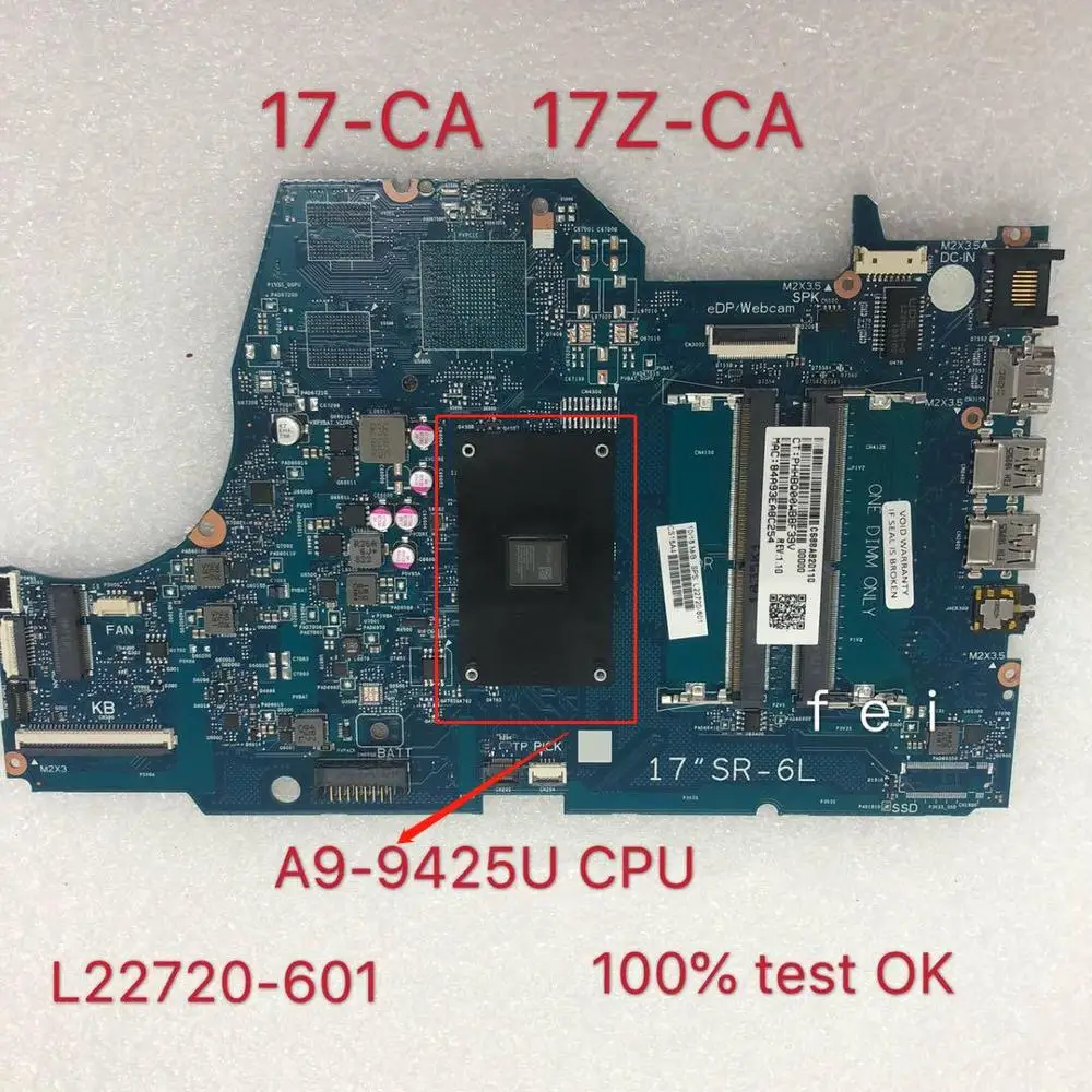 L22720 601 для hp 17 ca 17z системная плата компьютерный портативный Процессор: 9425 6050a2985501