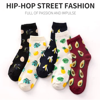 

Creative Fashion Harajuku Kawaii Happy Cotton Long Socks men Women Fruits painting quality Funny streetwear Socks Cute crazy