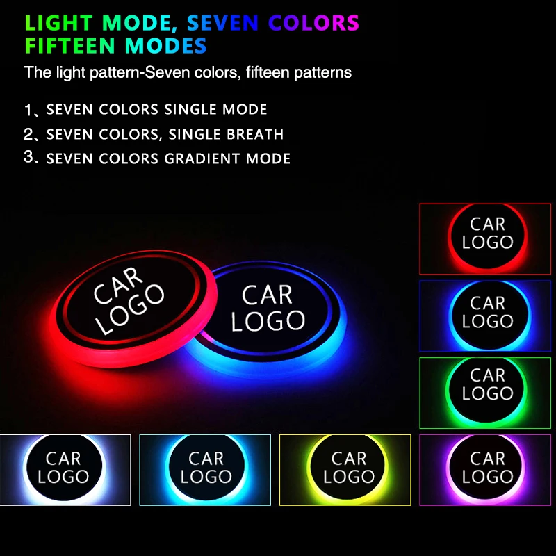 2pcs Led Car Cup Holder logo Light For Toyota Nissan Ford Volkswagen Skoda Honda Mazda Hyundai KIA luminous coaster Accessories 2pcs Led Car Cup Holder logo Light For Toyota Nissan Ford Volkswagen Skoda Honda Mazda Hyundai KIA luminous coaster Accessories