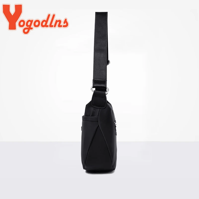 Yogodlns Fashion Black Nylon Shoulder Bags Women Handbag Classical Sports Messenger Bag Satchels Ladies Cross-body Sling bag