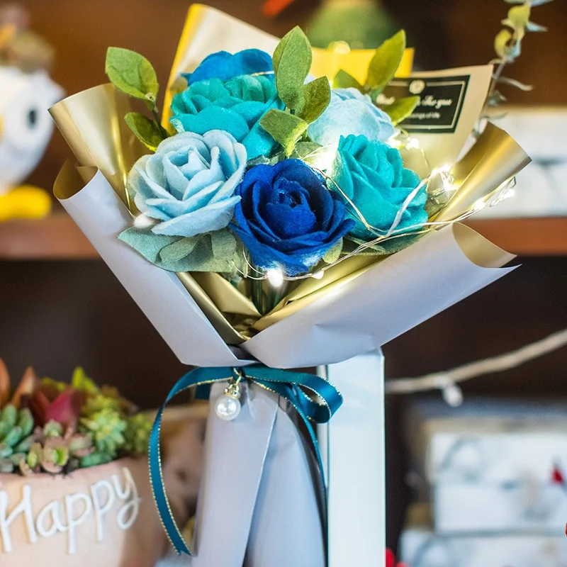 

Non-Woven Holding Flowers Handmade Felt Roses Bouquet Diy Fabric Craft Material Kit Home Decoration Maison Knutselspullen
