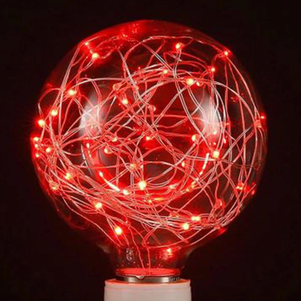 Red Романтическая прочная Свадебная E27 Праздничная декоративная лампочка с медным проводом, супер яркая 10 см Ландшафтная лампа для двора и улицы - Испускаемый цвет: Red