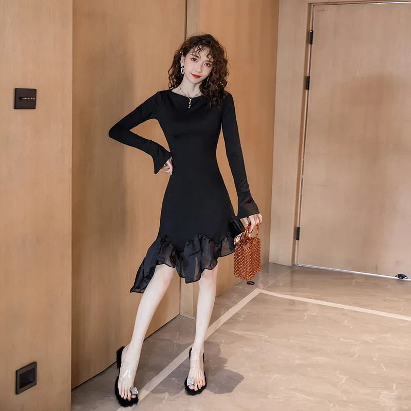 

Dress 2019 Autumn New Style Debutante WOMEN'S Dress-Style Elegant Base Asymmetric Skirt