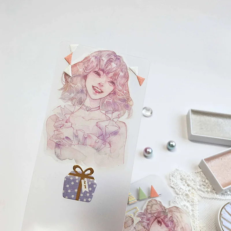 1 шт. васи ленты DIY мультфильм девушки живопись бумага маскирования клейкие ленты декоративные клейкие ленты Скрапбукинг наклейки Размер 5 м