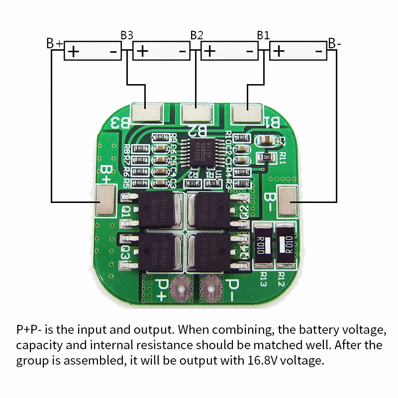 

14.8V 4S Lithium Battery Protection Board 18650 16.8V Overcharge Over Discharge Short Circuit Protection 20A Current Limit Prote