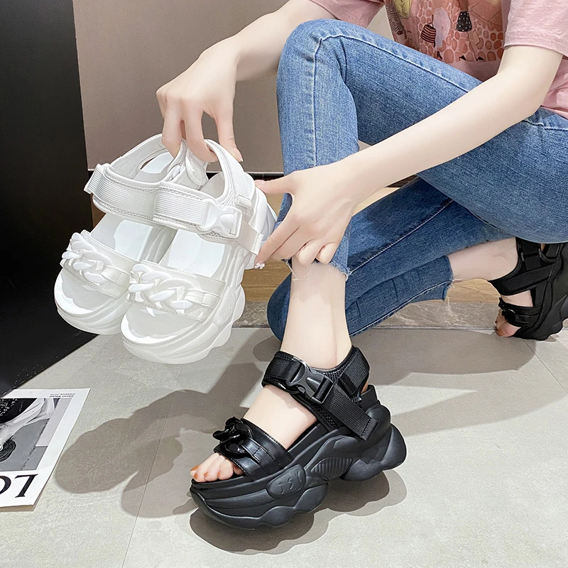 Women Platform Sandals Summer Wedges 9cm Ladies Beach Slippers High Heel Casual Shoes