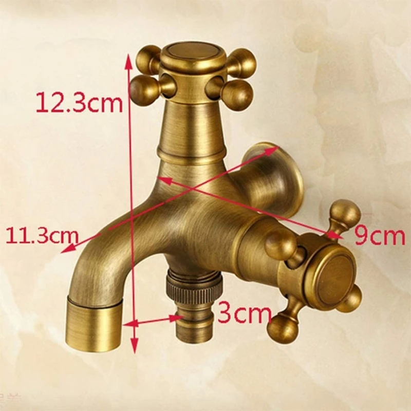 European Antique Faucet Dual Purpose Style Mop Pool Faucet Bathroom Wall Mounted Outdoor Garden Tap Brass Vintage Universal Repl bathroom faucet water tap faucet