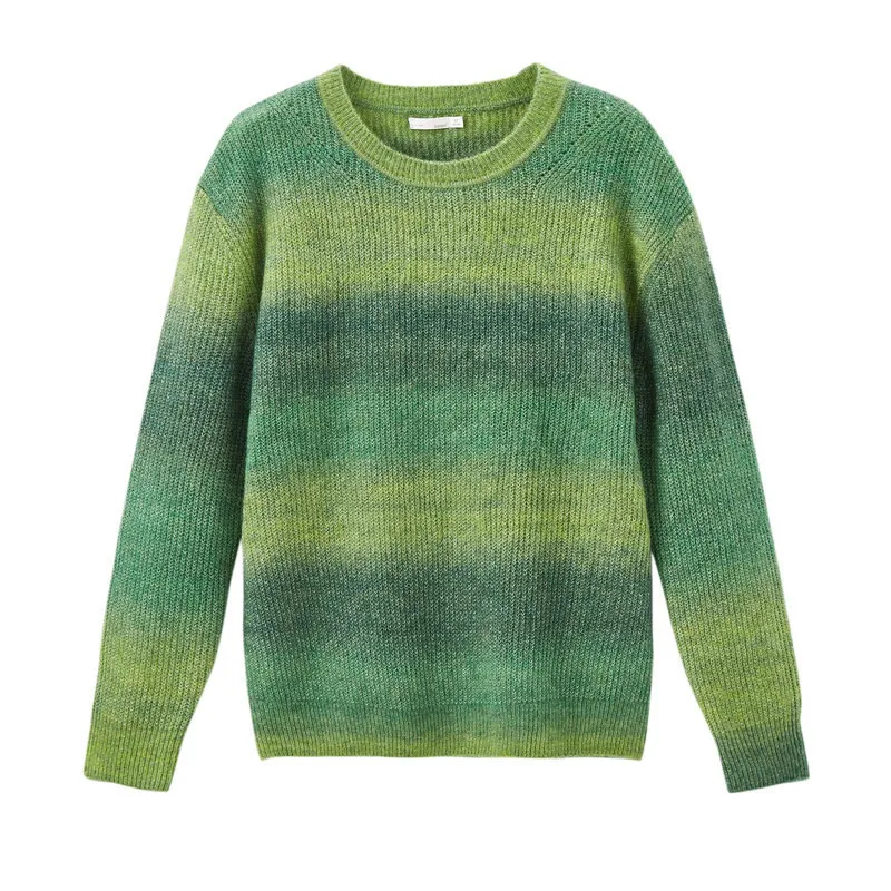 Yellow Green INMAN, весна, Новое поступление, круглый вырез, спущенные плечи, цвет, подлинный, свободный стиль, ВЯЗАННЫЙ ПУЛОВЕР, свитер - Цвет: Yellow Green