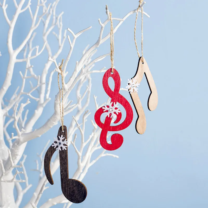 

3Pcs/set Wooden Notes Shape Christmas Tree Hanging Ornaments Pendant Creative New Christmas Decorations for Home Decor Navidad