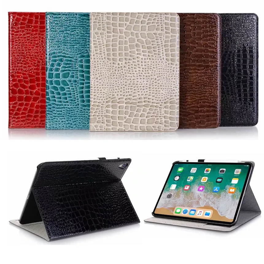 Новый флип чехол для iPad Pro 12. 9 2018 Роскошный из крокодиловой кожи PU A1584 A1652 Brasket Stand
