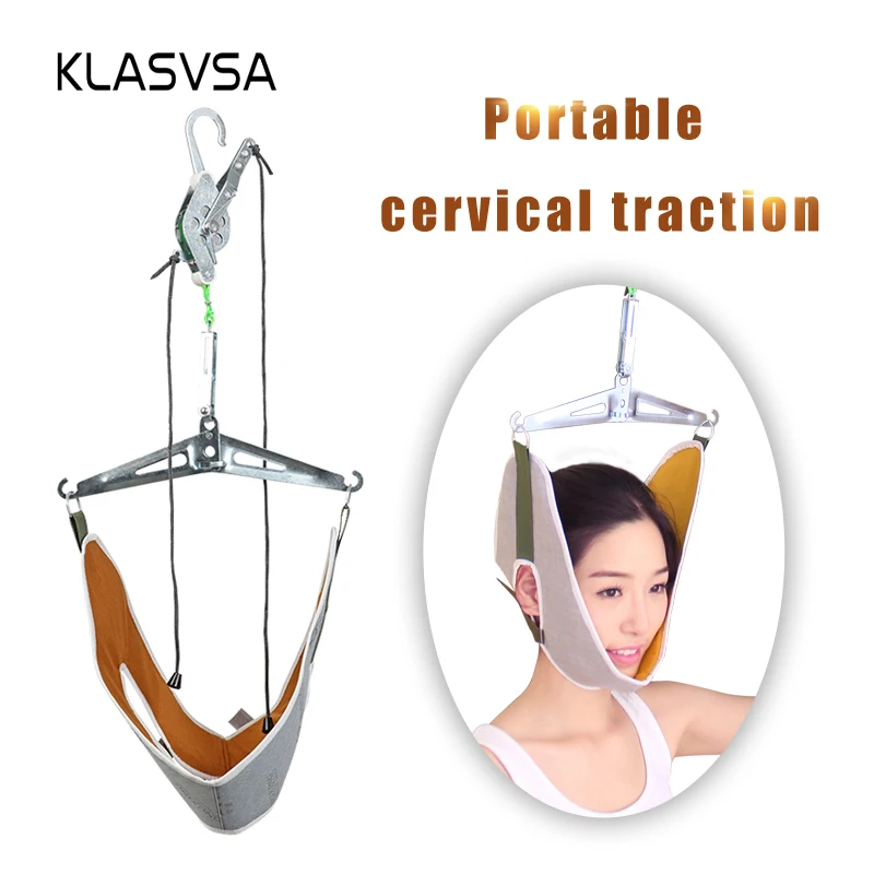 KLASVSA Neck Massager Cervical Traction Device Kit Neck Back Stretcher Adjustment Chiropractic Back Head Massager relaxation