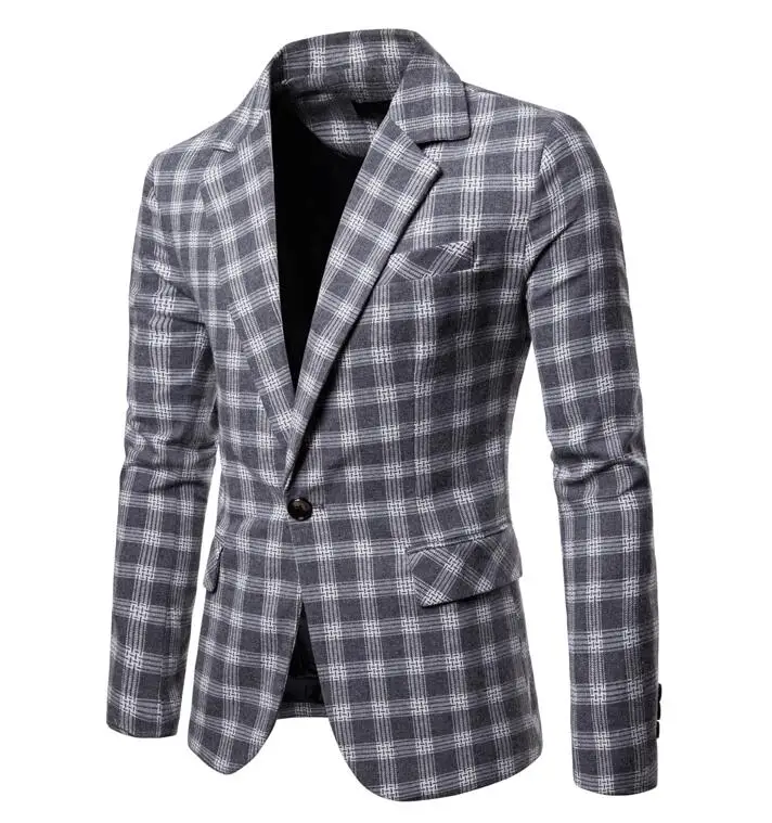 Костюмы мужской блейзер Повседневная модная клетчатая куртка masculino slim fit casaco jaqueta masculina пальто Мужская куртка