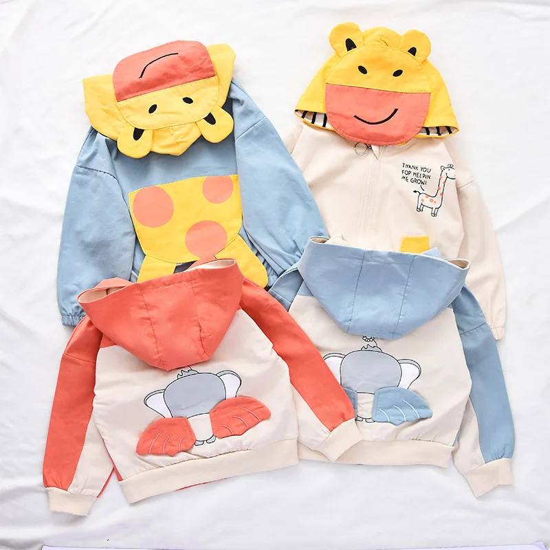 Toddler Clothes Boys Jackets Children Hooded Zipper Windbreaker Baby Fashion Cartoon Coat Infant Hoodies For Girls