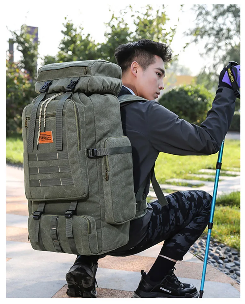 70L военный рюкзак, тактический, брезентовый, армейский, сумка для улицы, Molle, камуфляжный, Для Путешествий, Походов, Кемпинга, рюкзак Mochila Militar XA258D