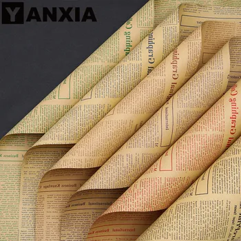 

50cm*70cm Vintage Newspaper Flower Material Gift Flower Wrapping Kraft Paper Thick English Newspaper Wrapping Flower Paper