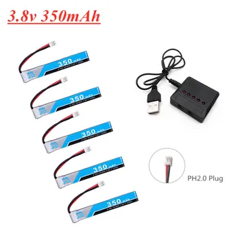 

1S HV 3.8V 350mAh 30C 4.35V FPV Lipo Battery with PH2.0 Plug+ Charger Set For RC FPV Racing Drone Spare Parts Accessories