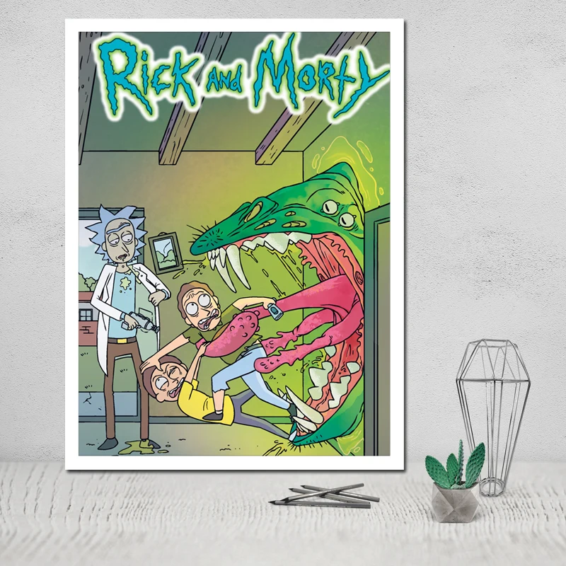 Nordic Style Pictures Wall Art Modular Rick and Morty Canvas Anime Home Decoration Painting Print Poster for Living Room Cuadros