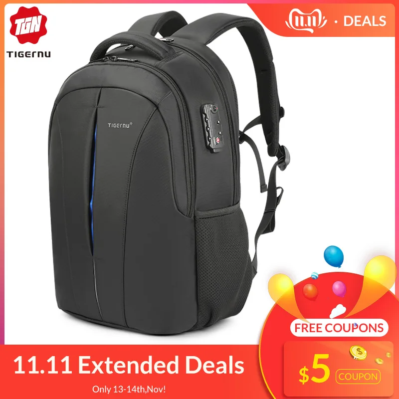 Comprar 2018 Tigernu Estilo Clásico Hombres Mochila Estudiante Morral de La Escuela Bolsas A Prueba de agua USB 15.6 \