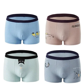 

кальсоны 2-4pcs/lot 95% cotton 5% spandex colorful teen panties quality soft fabric widen belt U convex underwear healthy boxers