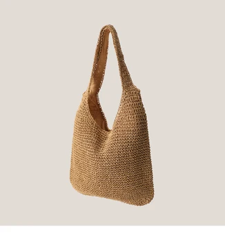 

Korean Casual Tote Bag Straw Vintage Art Beach Tote Bag Hollow Out Aesthetic Minimalist Torebki Damskie Handbag Women DE50TT