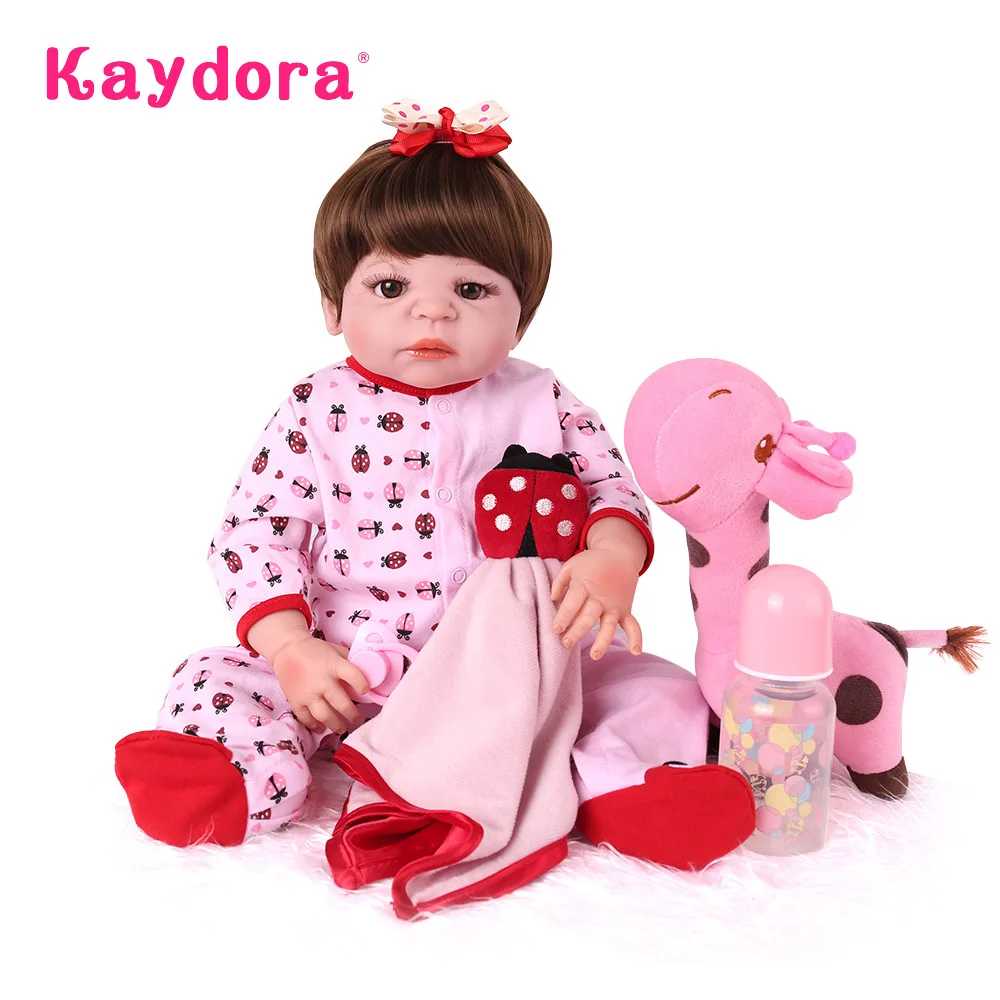 22 inch Reborn Baby Dolls Full Vinyl Silicone Cute Soft Bath Play Toys Alive Menina Water proof Playmate Kids Birthday Gifts | Игрушки и