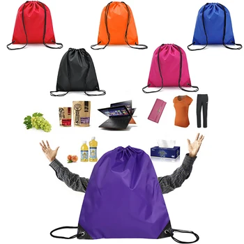 

1 Pc New Nylon Draw String Backpack Plain OR Personalised Sports Gym Bag Shoe Sack Clothes Organizer Fashion Drawstring Bag