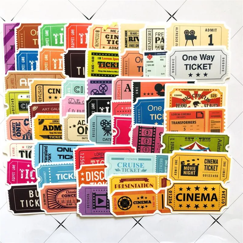 

10/30/50PCS airline boarding pass ticket movie ticket retro waterproof graffiti helmet skateboard sticker toy wholesale