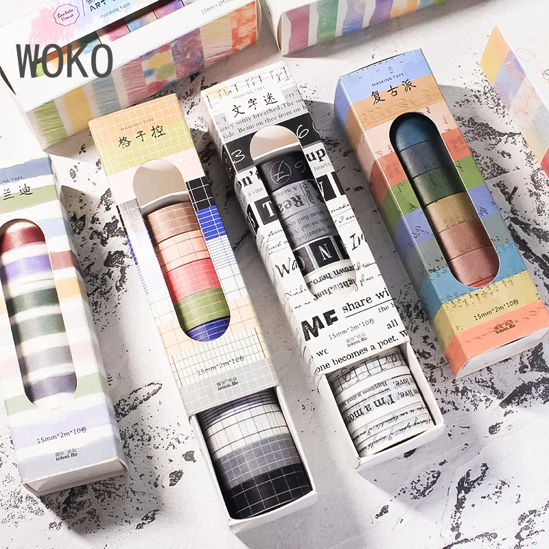 WOKO 10 рулонов Базовая окрашенная сетка черный Белый Английский Моранди коллаж