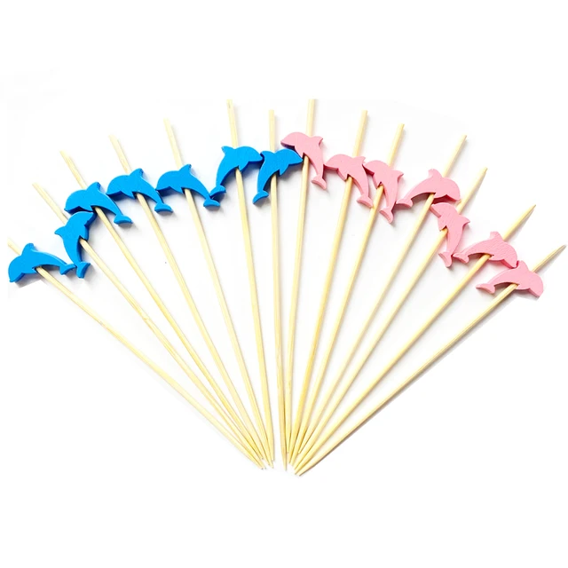 100 db Eldobható Delfin Bambusz Szed Ételvillák Gyümölcs Koktél Kézzel Készített Fogpiszkók Piknik Party Kellékek Asztal Dekoráció - Image 4