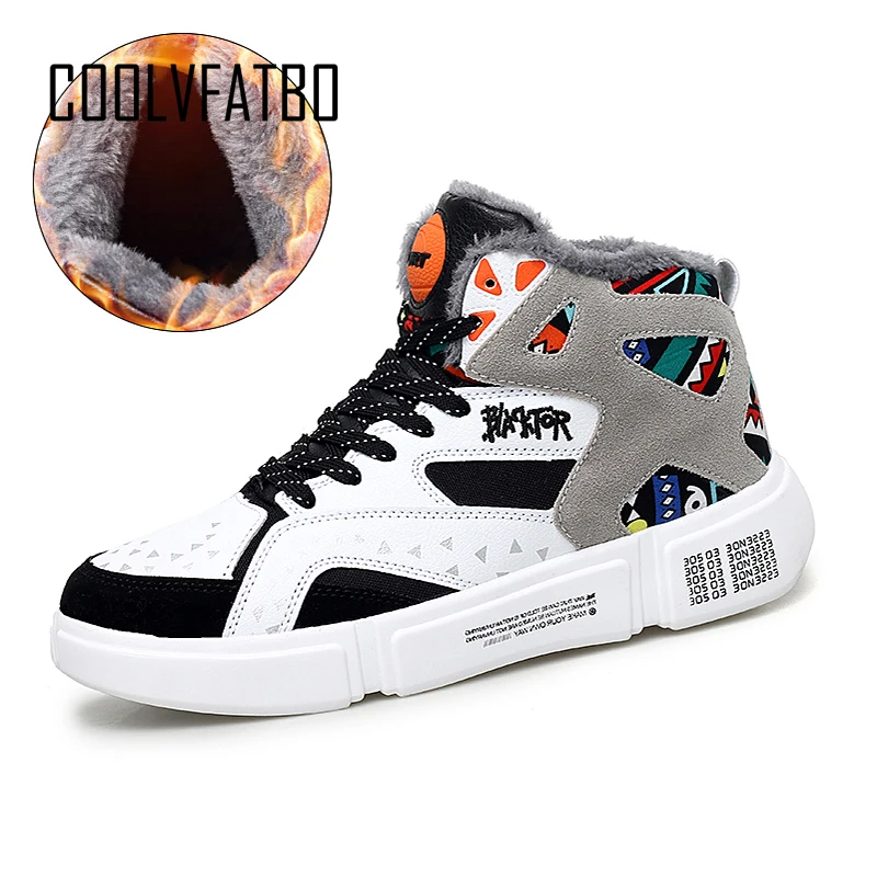 COOLVFATBO Winter Men's Shoes Women High-Top Outdoor Keep Warm Flat-Slip Anti-Cold Wear-Resistant Casual Sneakers |