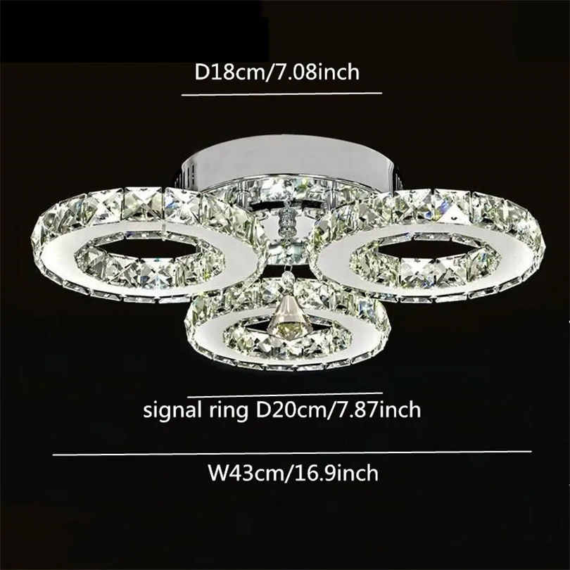 3 Rings Современные хрустальные кольца Потолочная люстра огни Серебряный Кристалл светодиодный плафон для спальни потолочный светильник для кухни блеск - Цвет корпуса: 3 Rings
