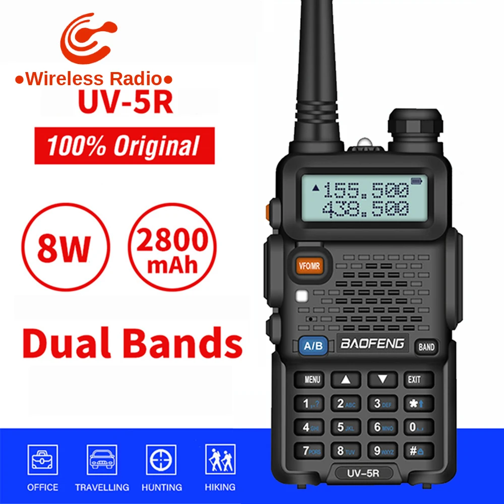 Pro Baofeng UV 5R рация CB двухсторонняя радиостанция 8 Вт 10 км УКВ УВЧ Двухдиапазонная