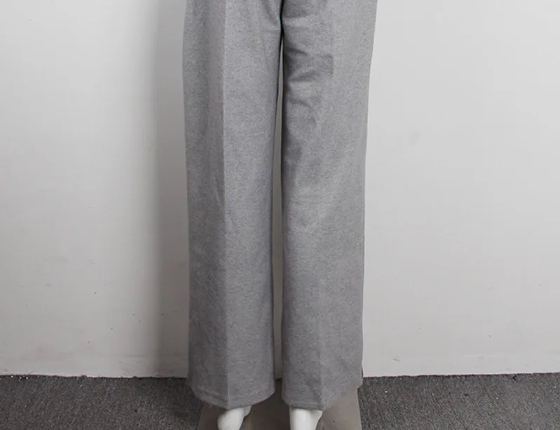 DEAT новая зимняя модная женская одежда с высокой талией эластичные прямые широкие брюки для женщин harent cashmere WK10602