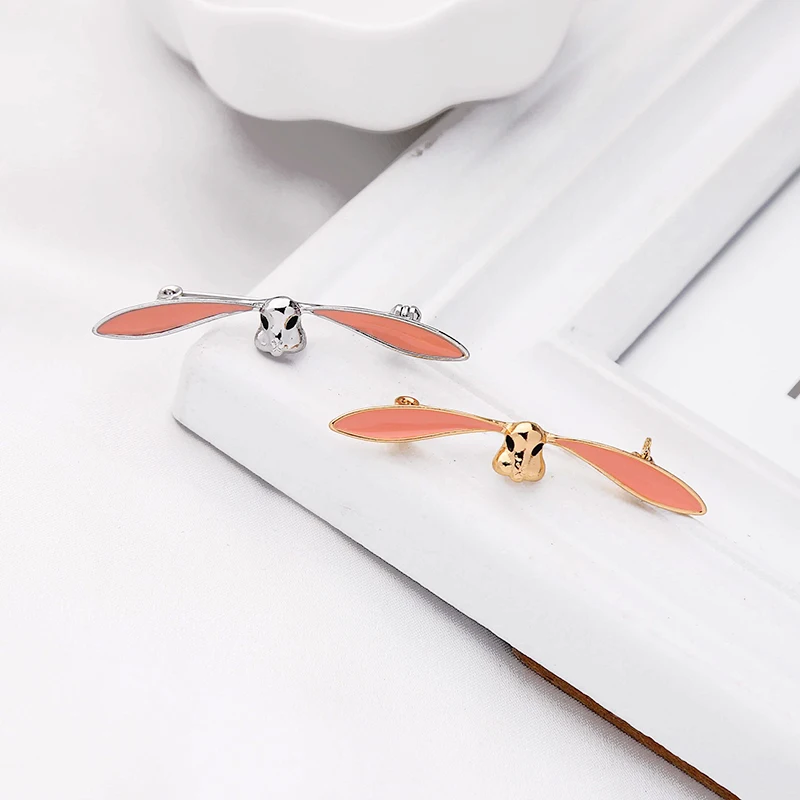 Cartoon Brooches Rabbit Ears Statement Enamel Pins Gold Color For Women Fashion Jewelry Accessory | Украшения и аксессуары